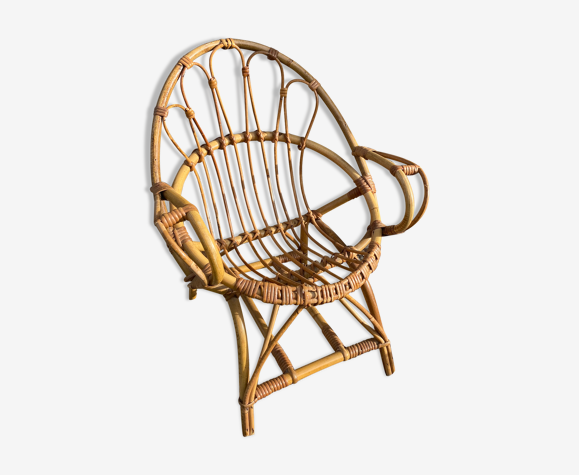 Fauteuil en rotin vintage enfant