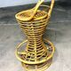 Bamboo and rattan stool in the style of Tito Agnoli.