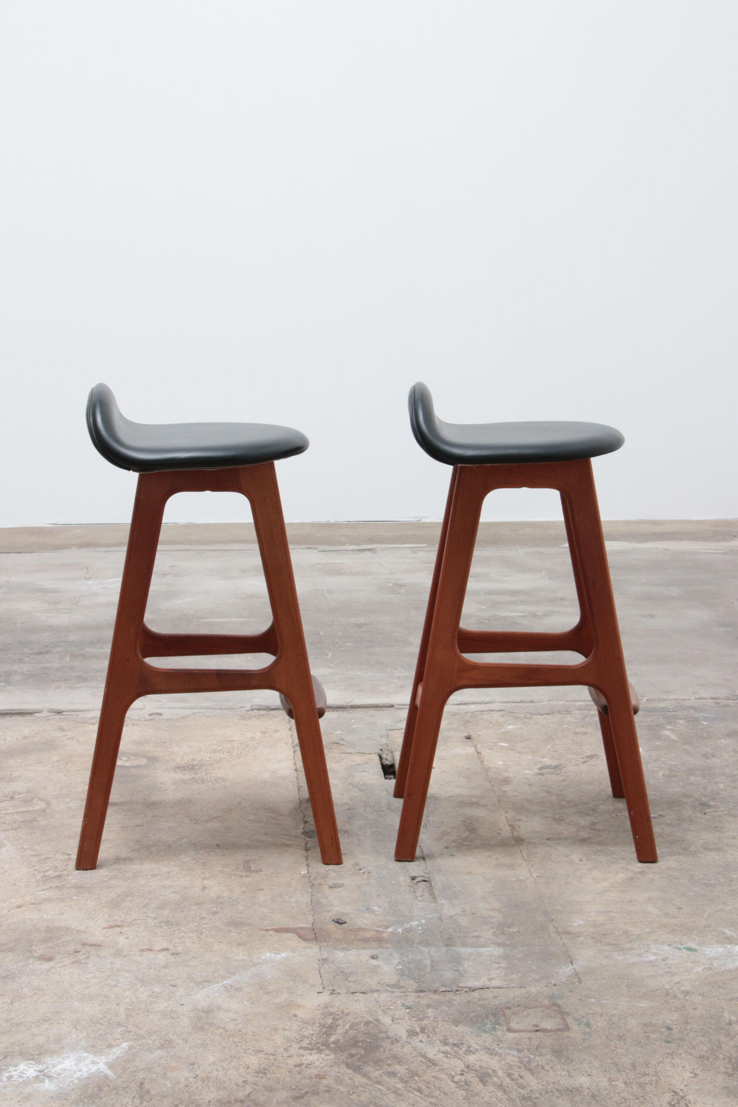 Set of two Erik Buch Teak wood bar stools 1960 Denmark