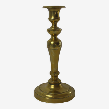 Old candlestick baluster foot round gilded brass-Ht 26cm