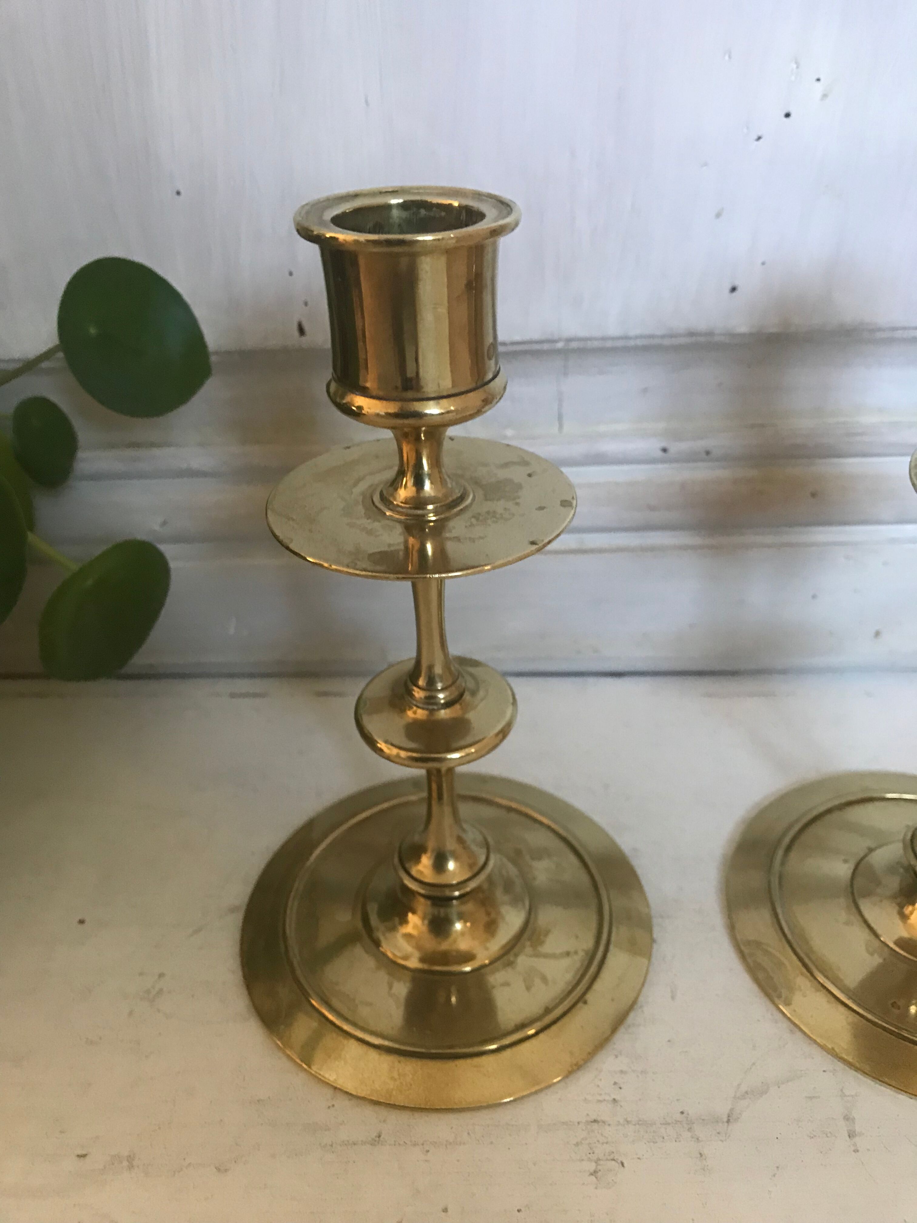 Pair of brass candle holders