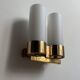Vintage double wall lamp, brass and opaline, Leuchten Neuhaus Germany 1960