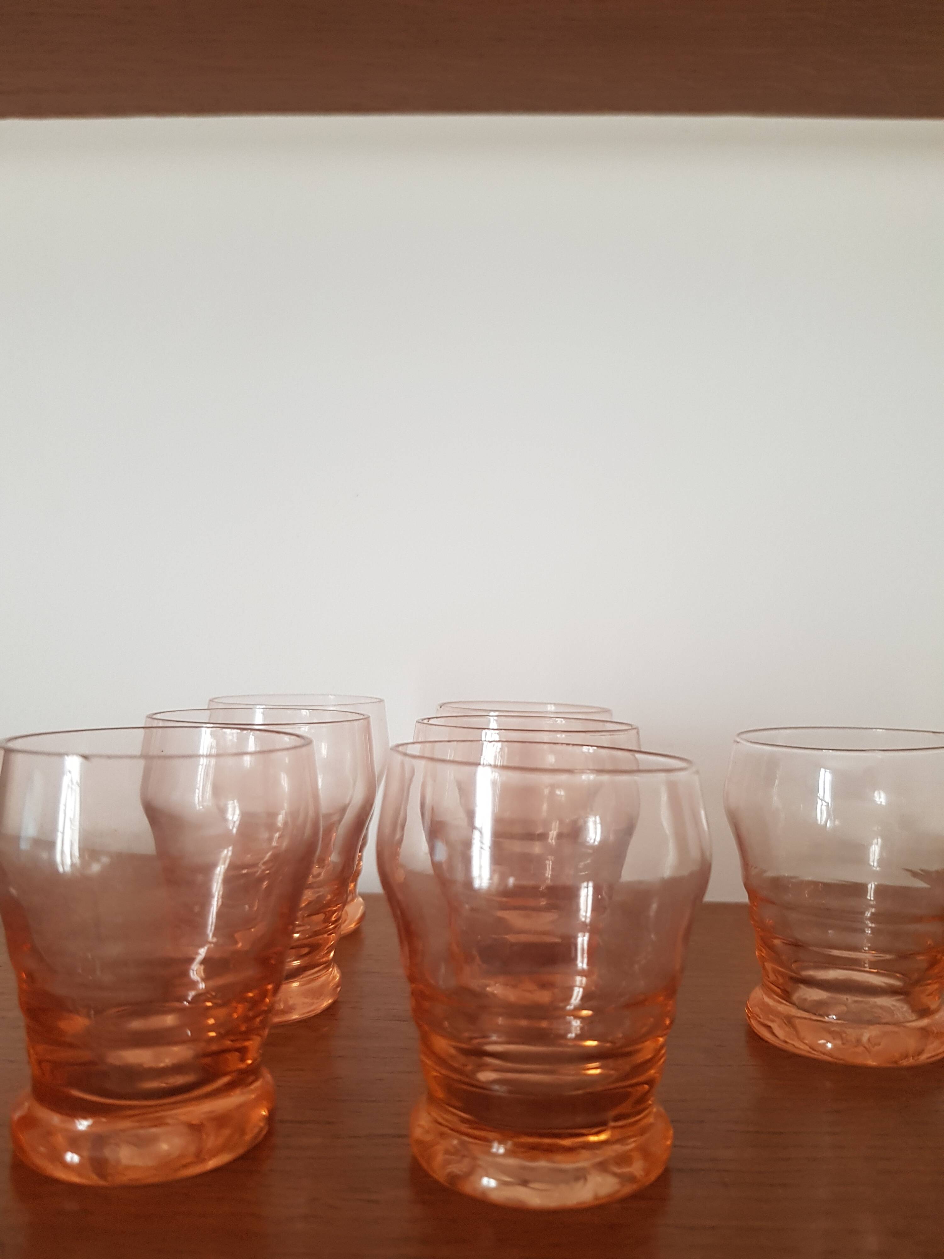 Set of small pink glasses