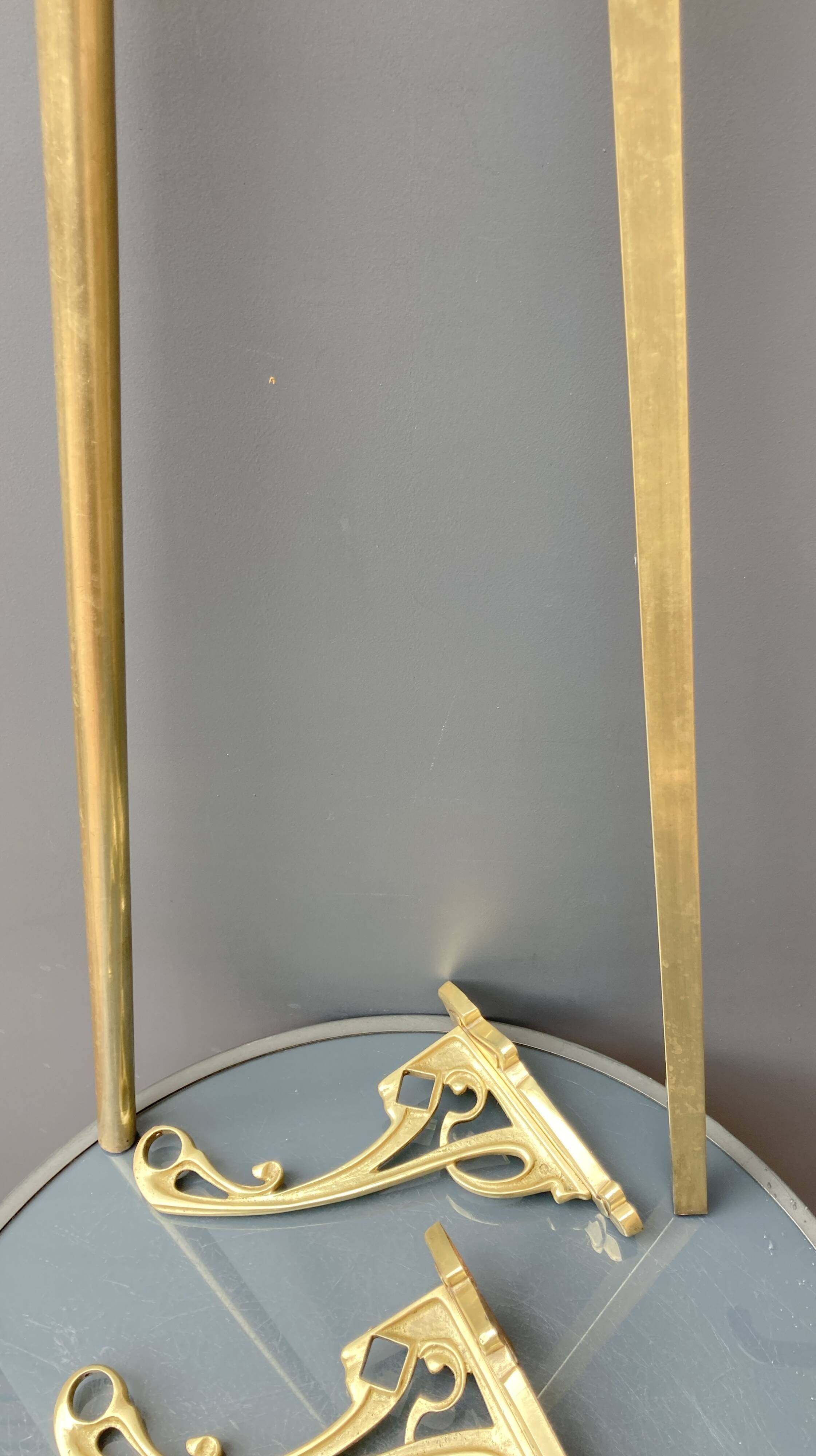 Art-deco wall-mounted coat rack in brass