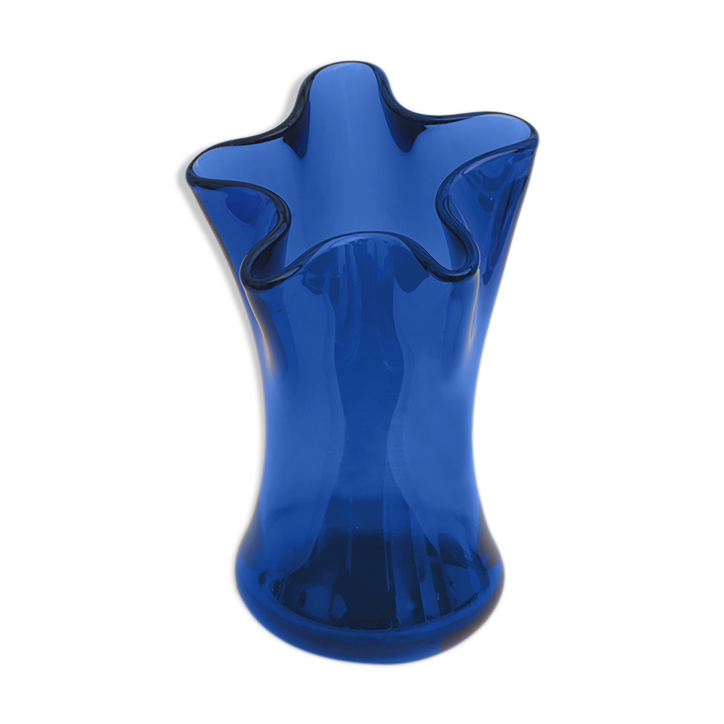 Vase étoile en verre bleu