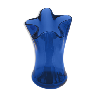 Blue glass star vase