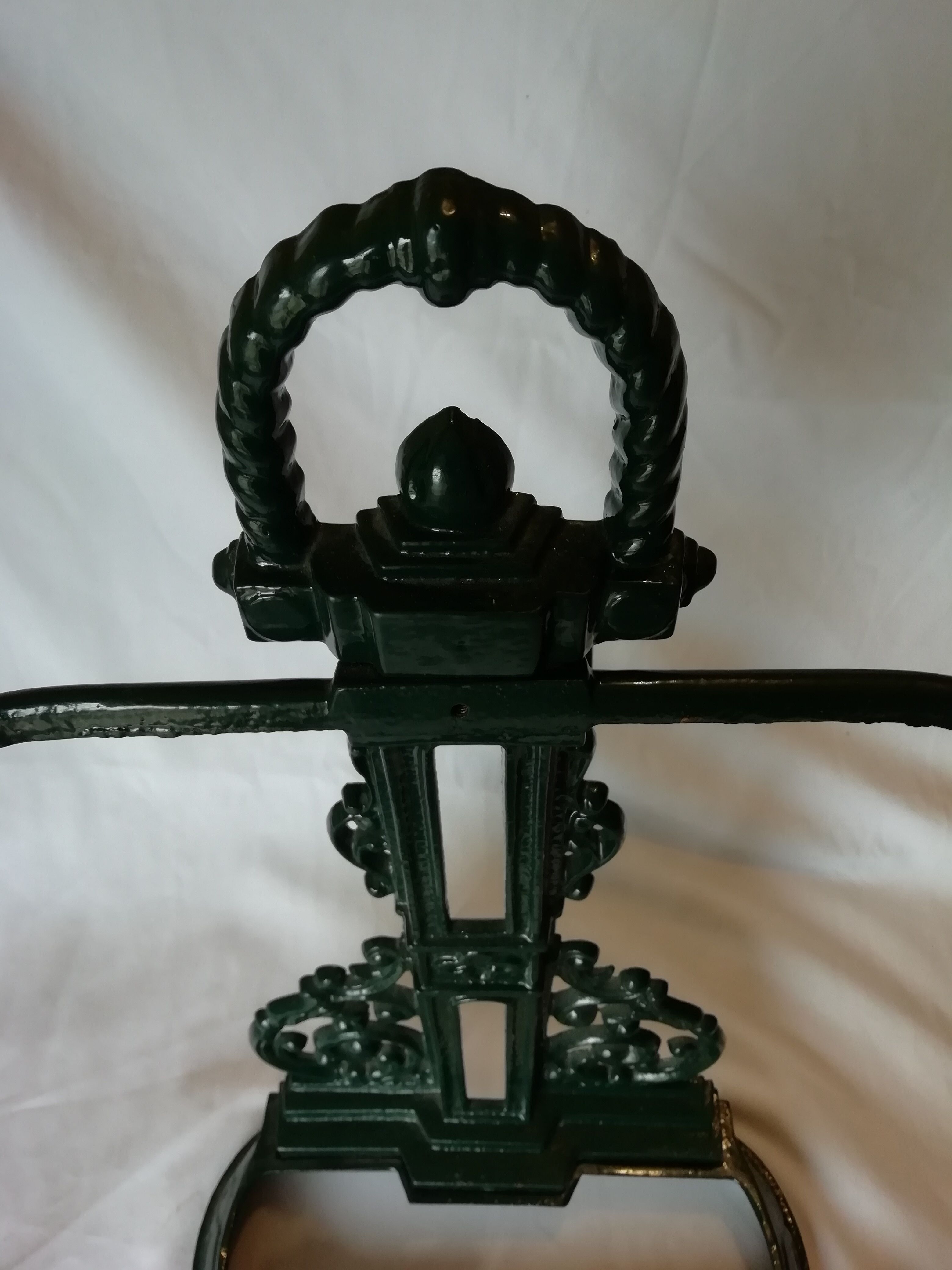 Green emailed cast iron umbrella door