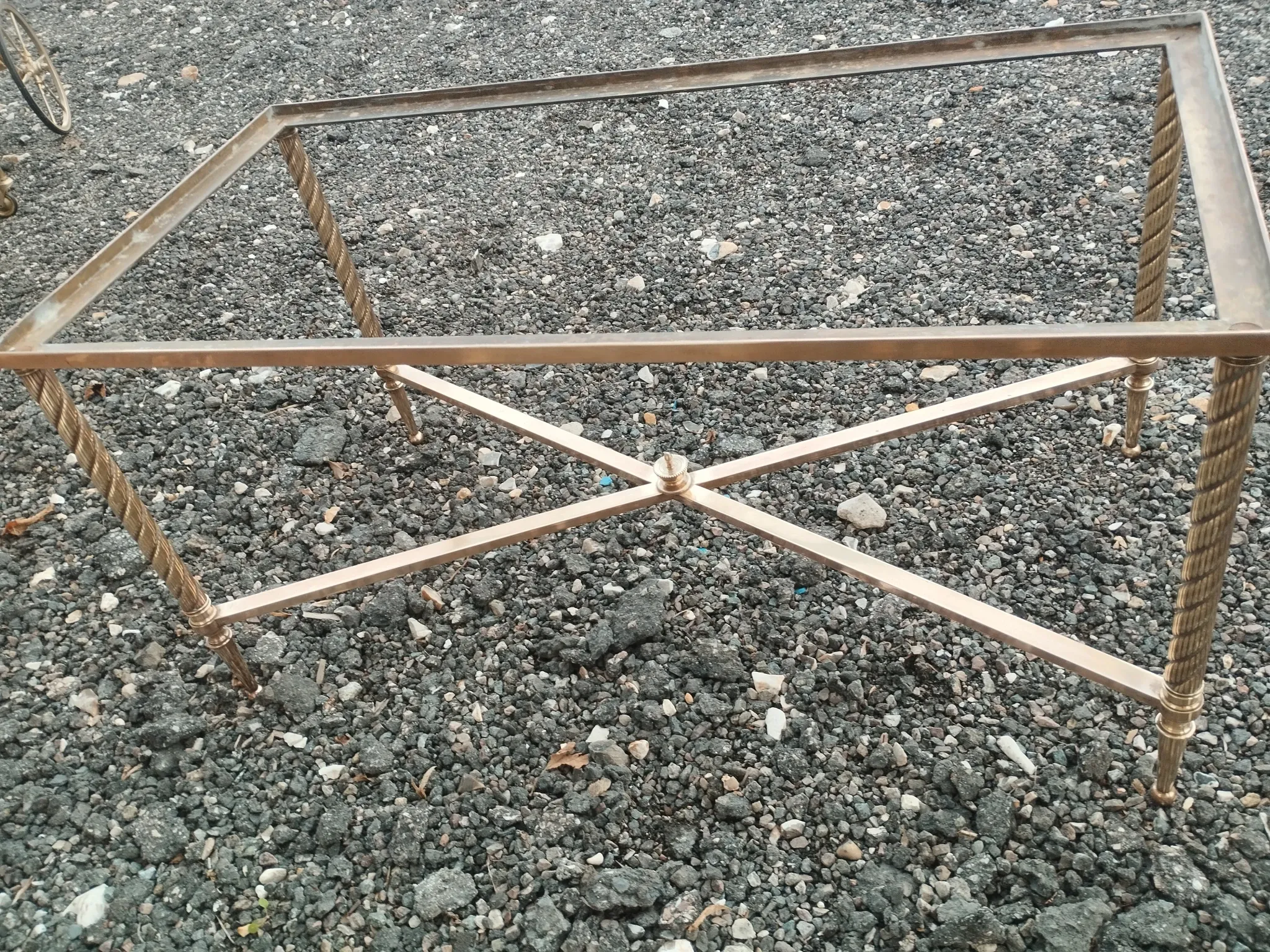 Table basse ancienne avec plateau marbre vintage