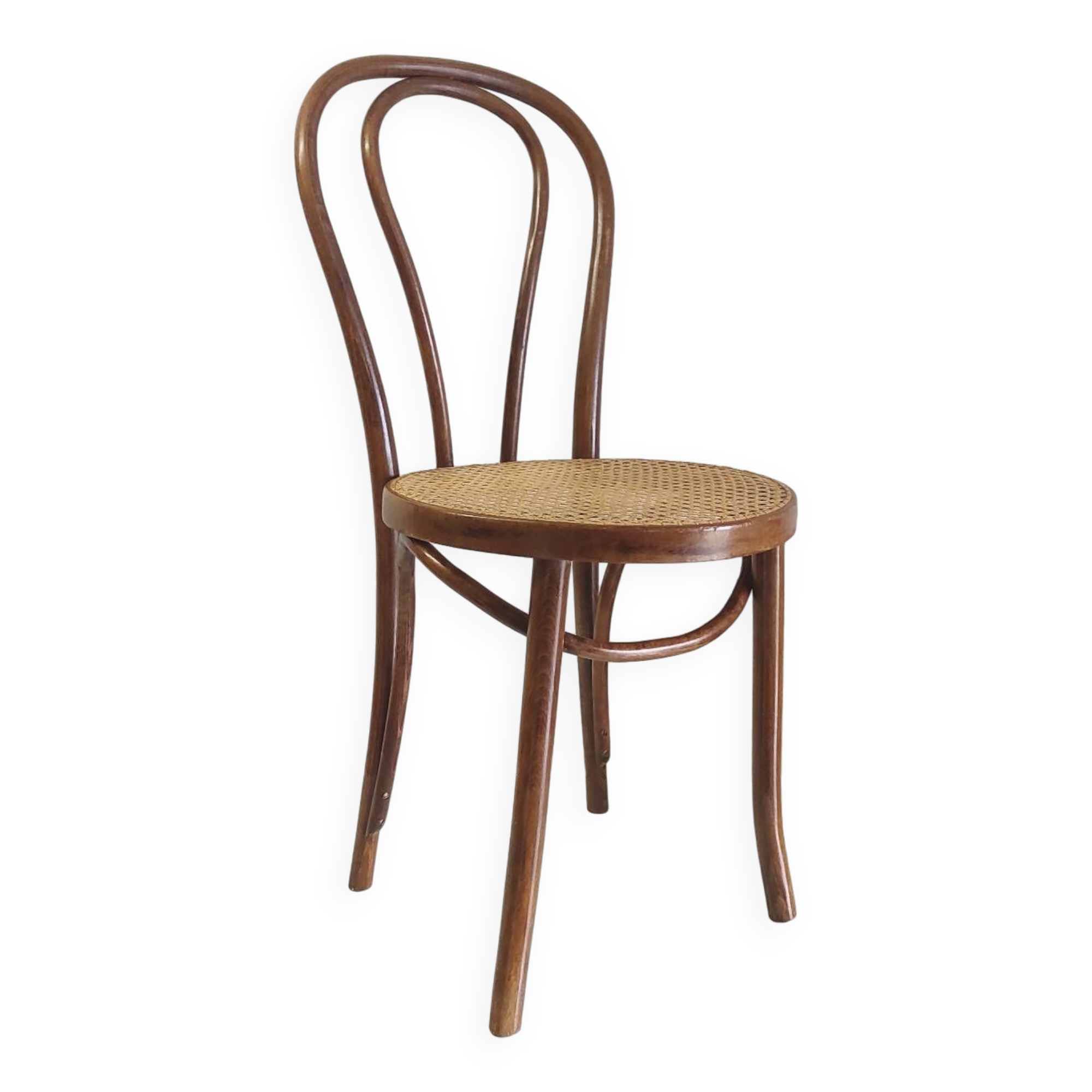 Chaise bistrot en bois courbé et cannage - mid. XXéme