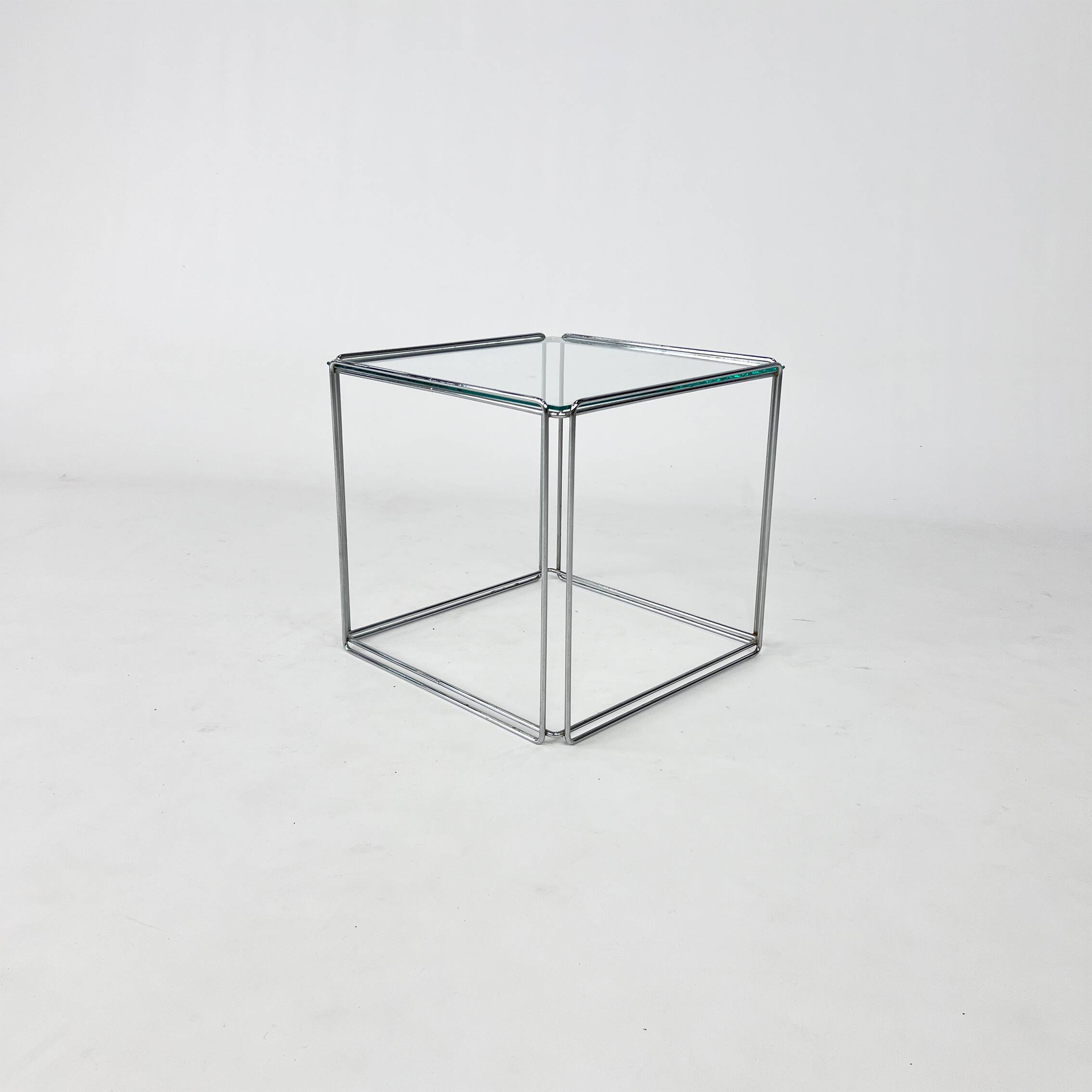 Max Sauze Steel and Glass Side Table, 1970s