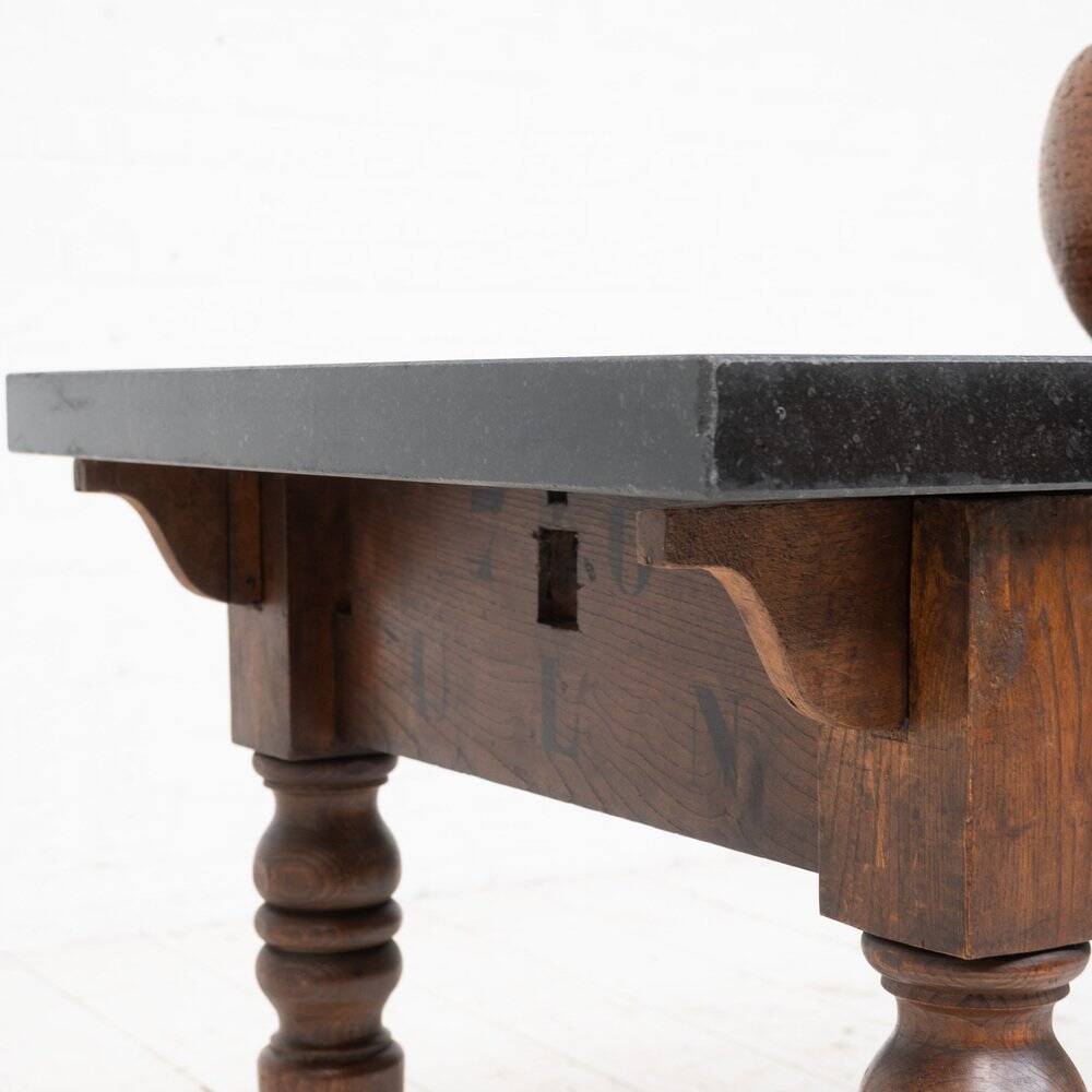 Console en chêne et pierre français antique, 1880