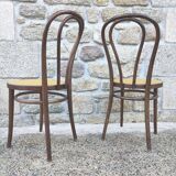 Pair of canned bistro chairs Thonet ZPM Radomsko in curved wood