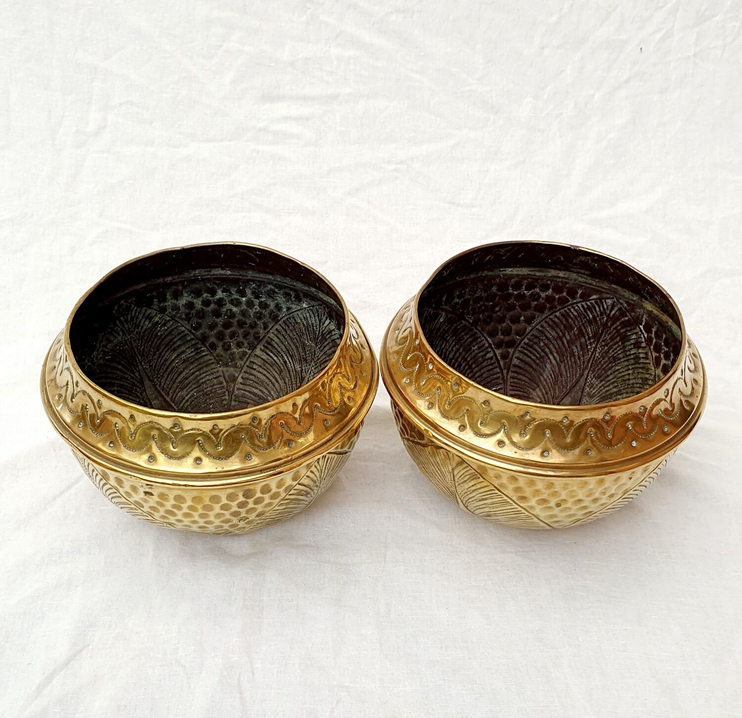 Pair of copper pot covers