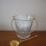 Glass ice bucket and metal dore
