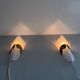 Pair of glass and metal wall lights AGE, 1980s, Italy