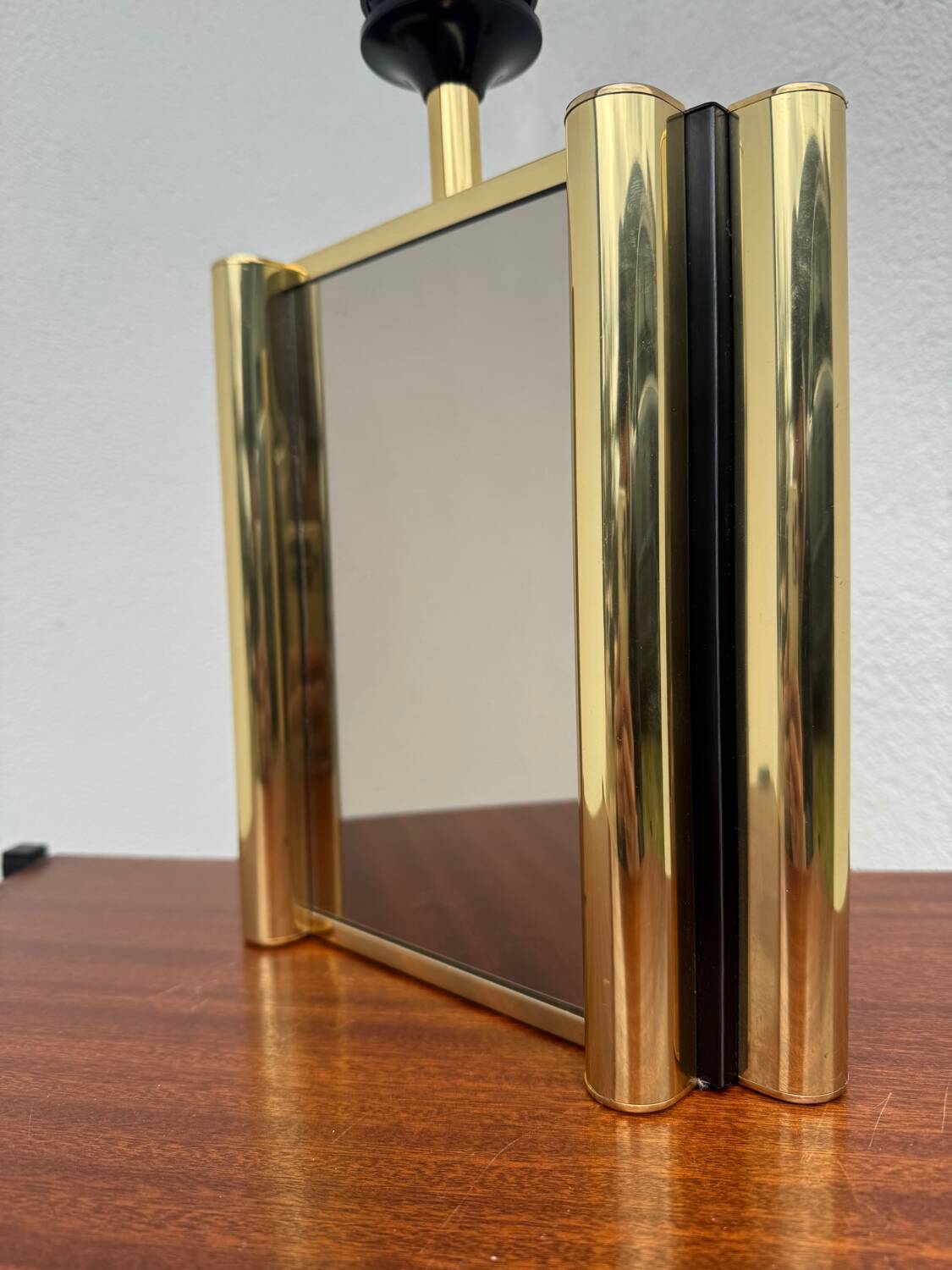 Smoked mirror lamp brass 1970s