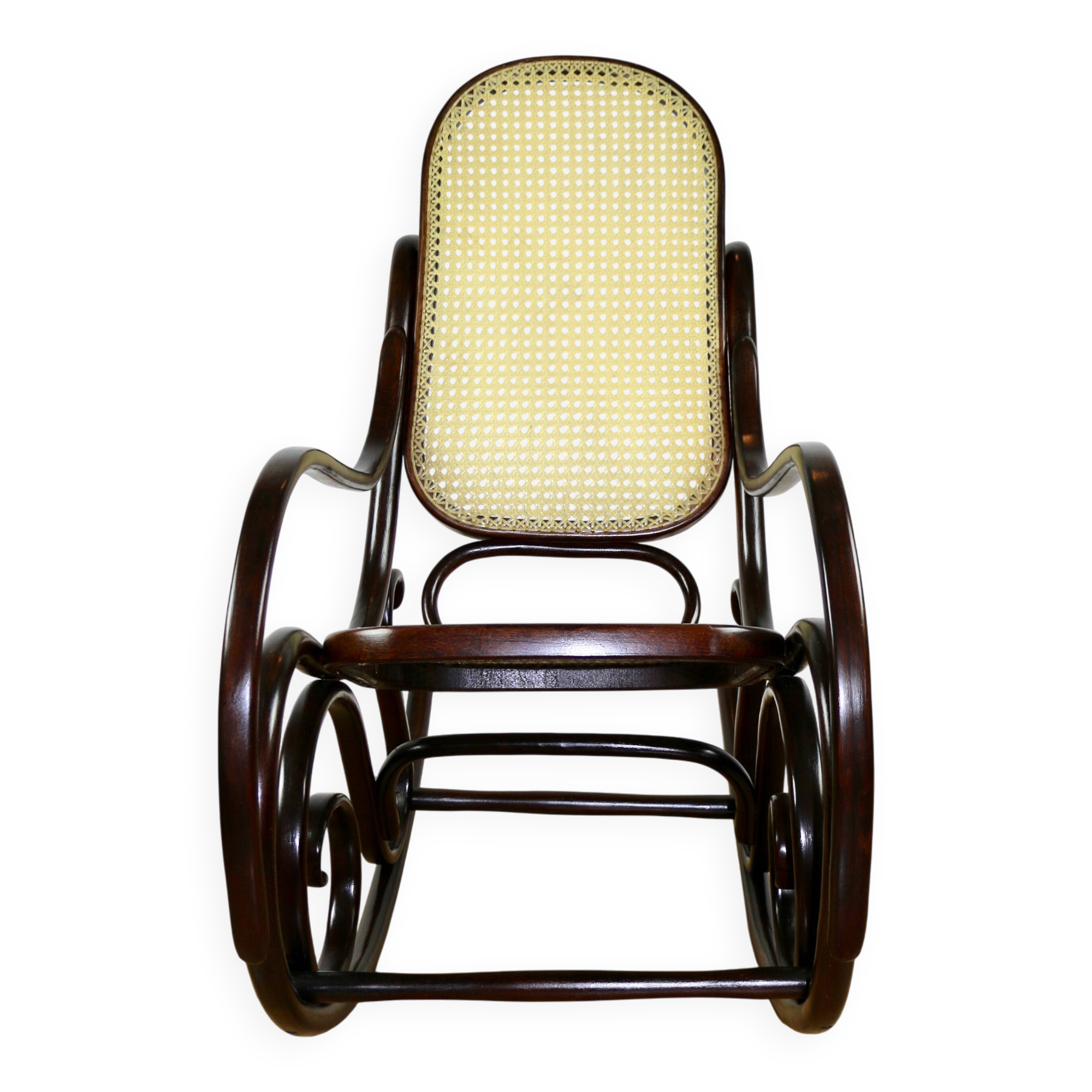 Rocking chair on runners, original brown, 1970s - very good condition