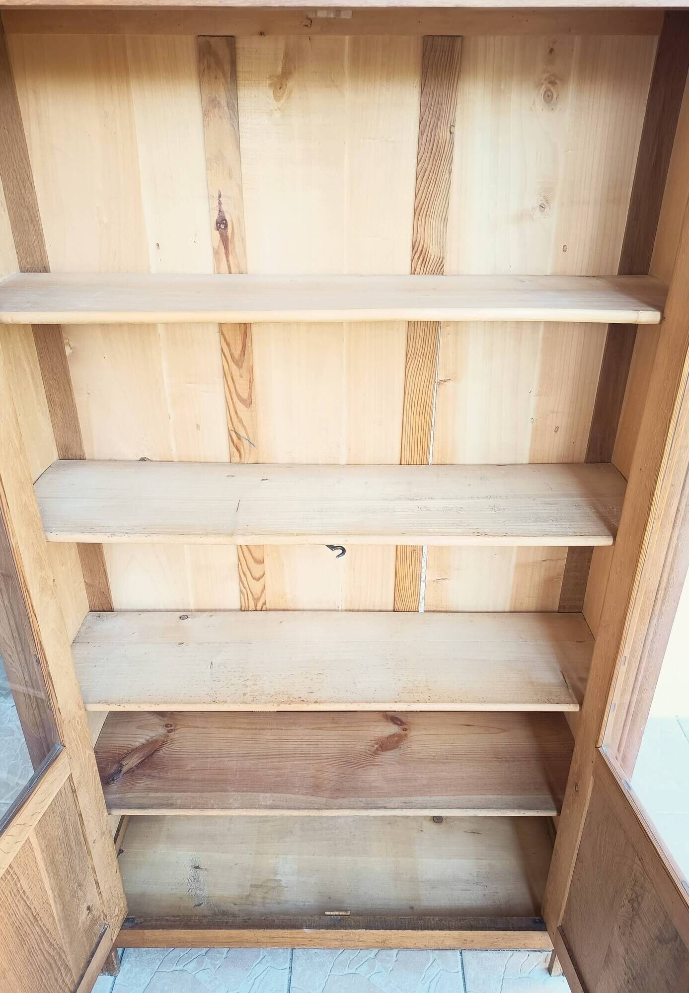 Vintage glass-fronted oak bookcase