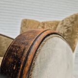 1950s, Danish vintage relax armchair, furniture velour, ash wood.