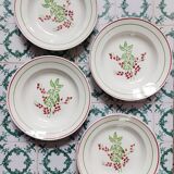 Set of 4 Lunéville KG soup plates, coffee leaves