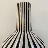 Graphic ceramic vase with black and white stripes