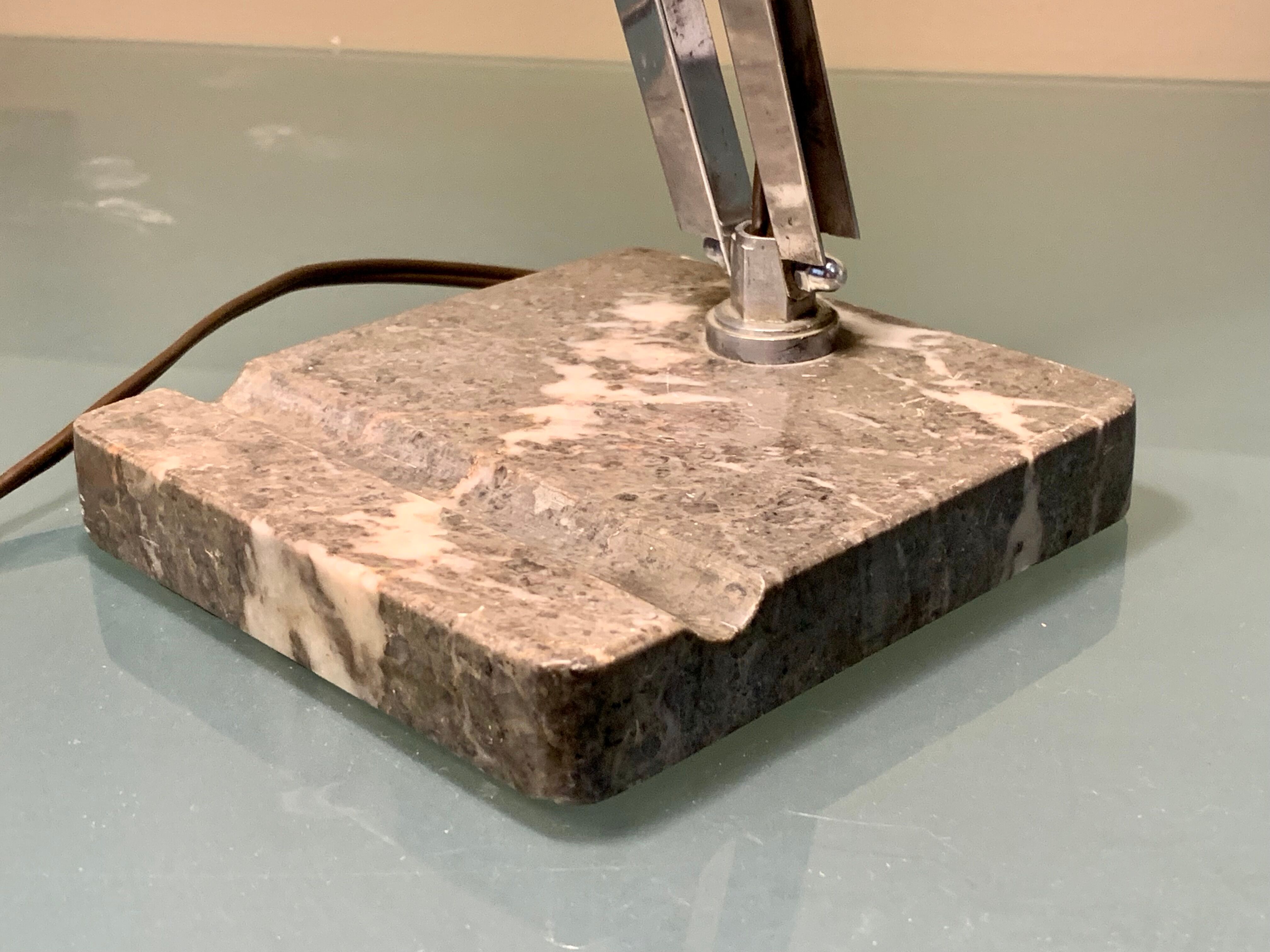 Art deco chrome and marble desk or bedside lamp