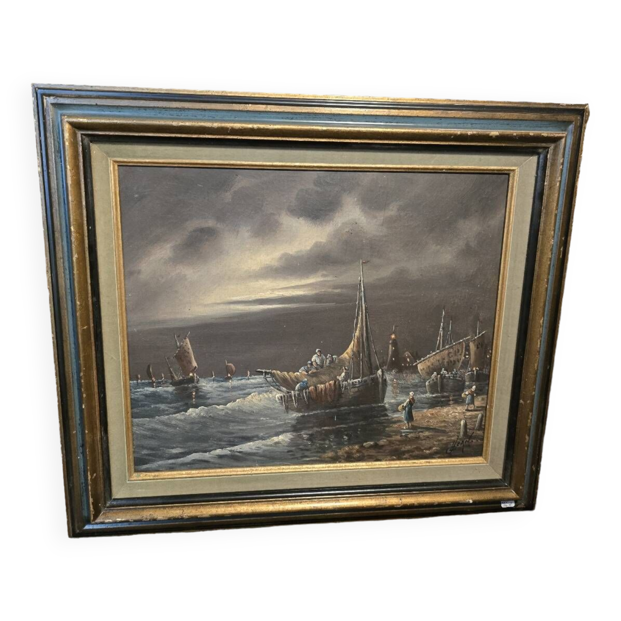 Oil on canvas marine scene