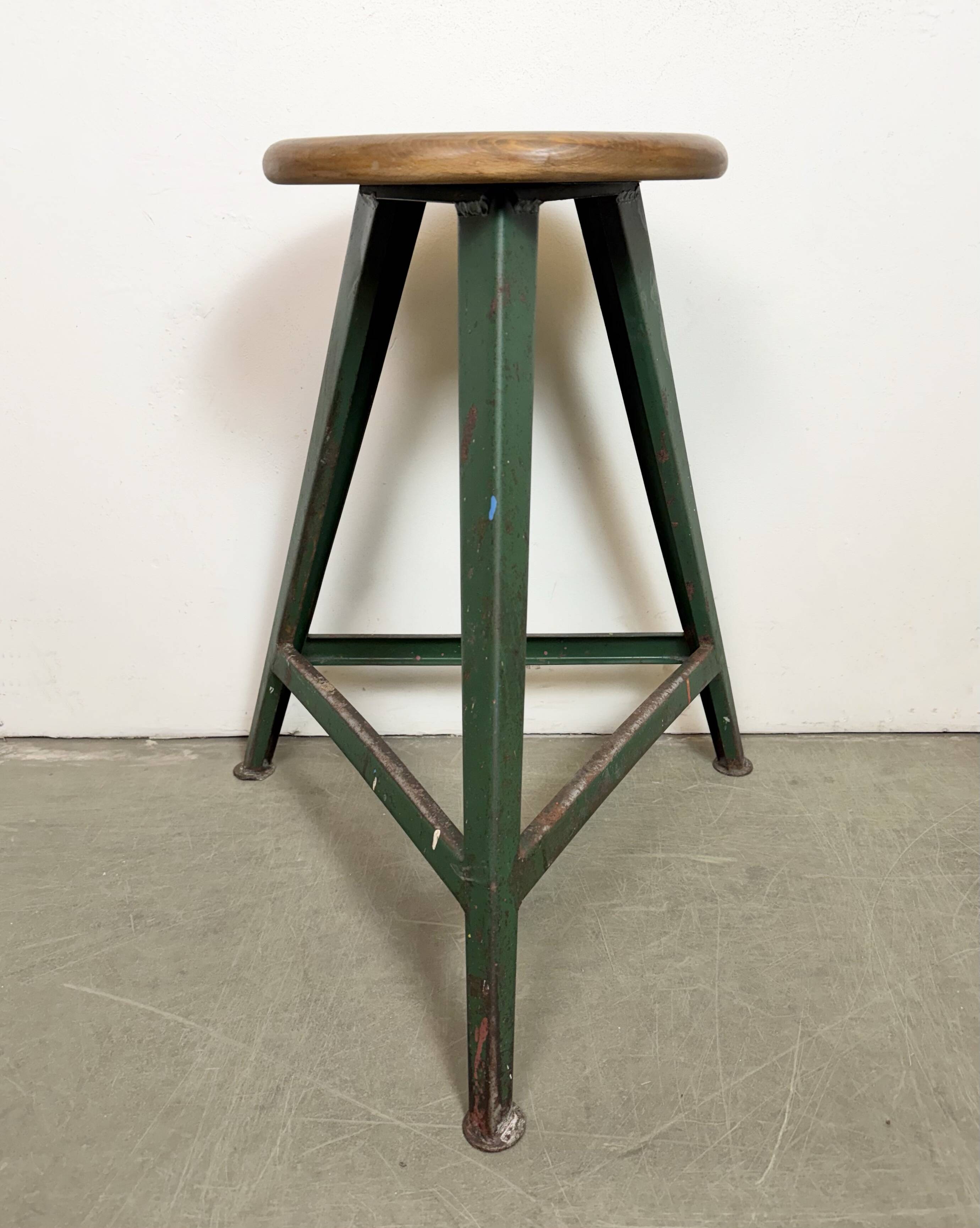 Green Industrial Workshop Stool, 1960s