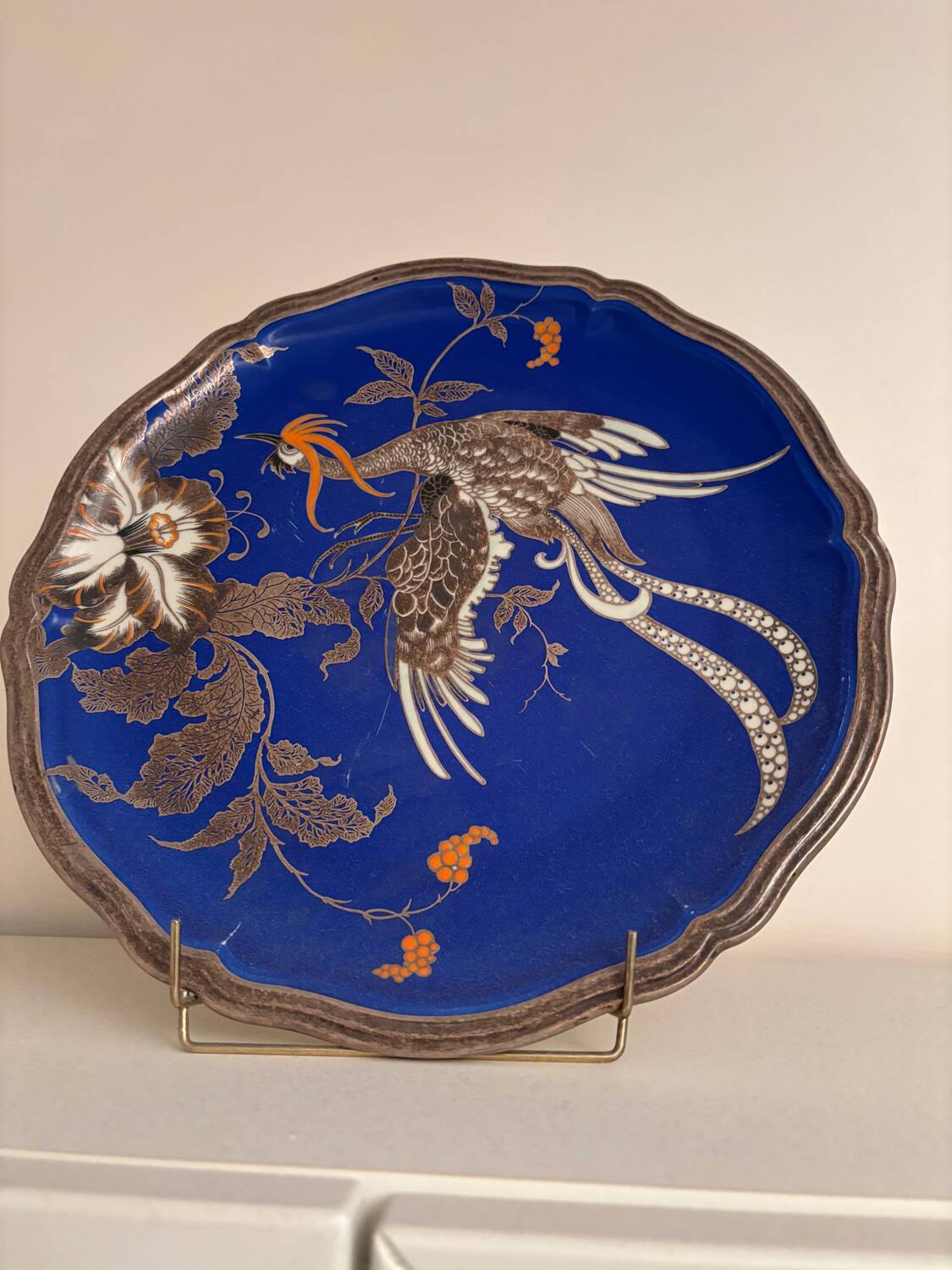 Cobalt background dragon plate Rosenthal Chippendale signed