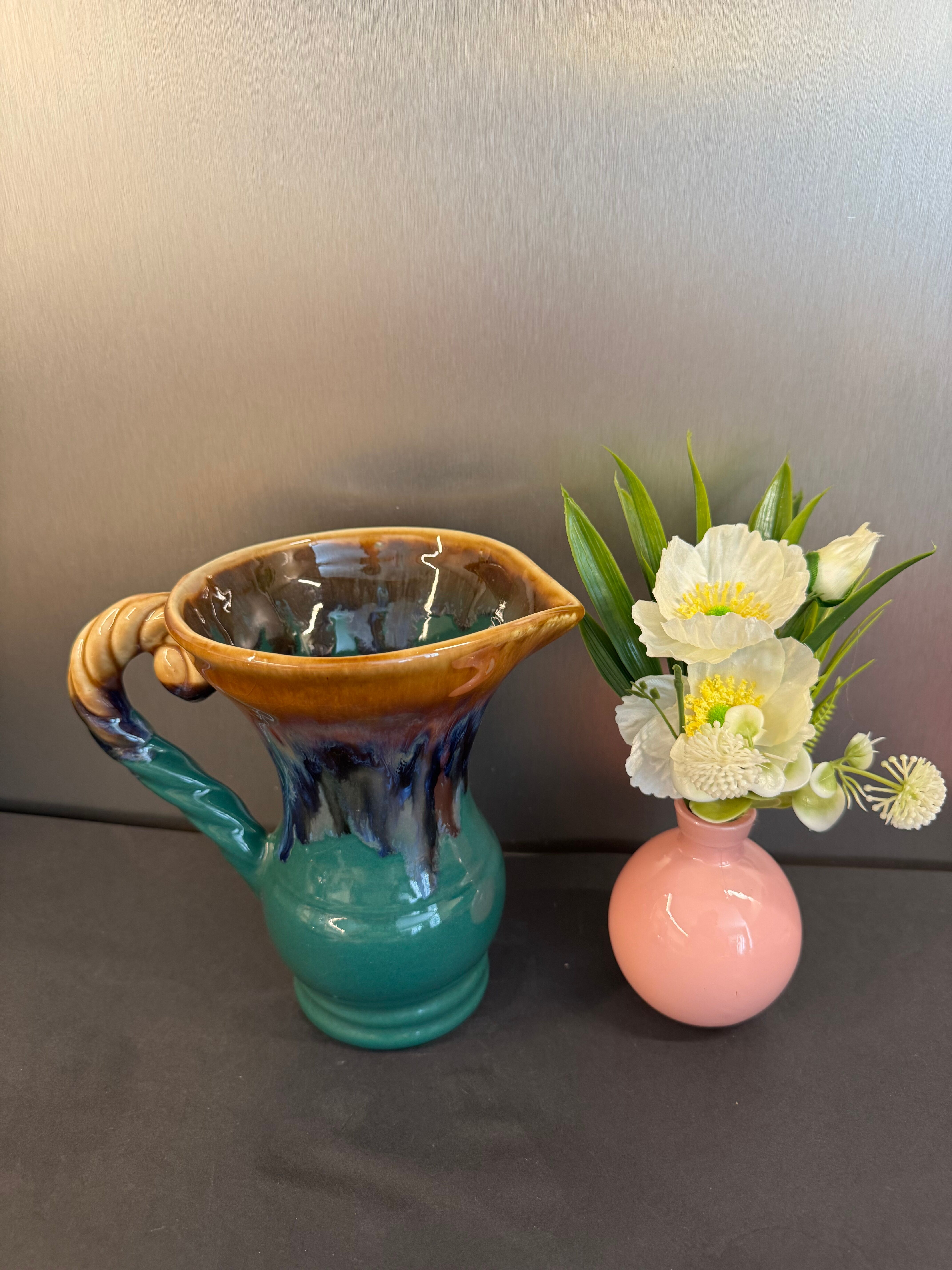 Flamed stoneware pitcher signed Alpho, no. 114