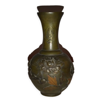 Vase chinois ancien bronze et cuivre