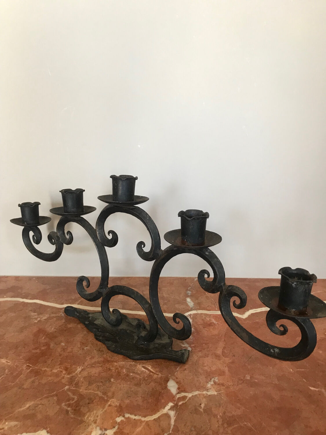 Wrought iron candlestick 5 branches