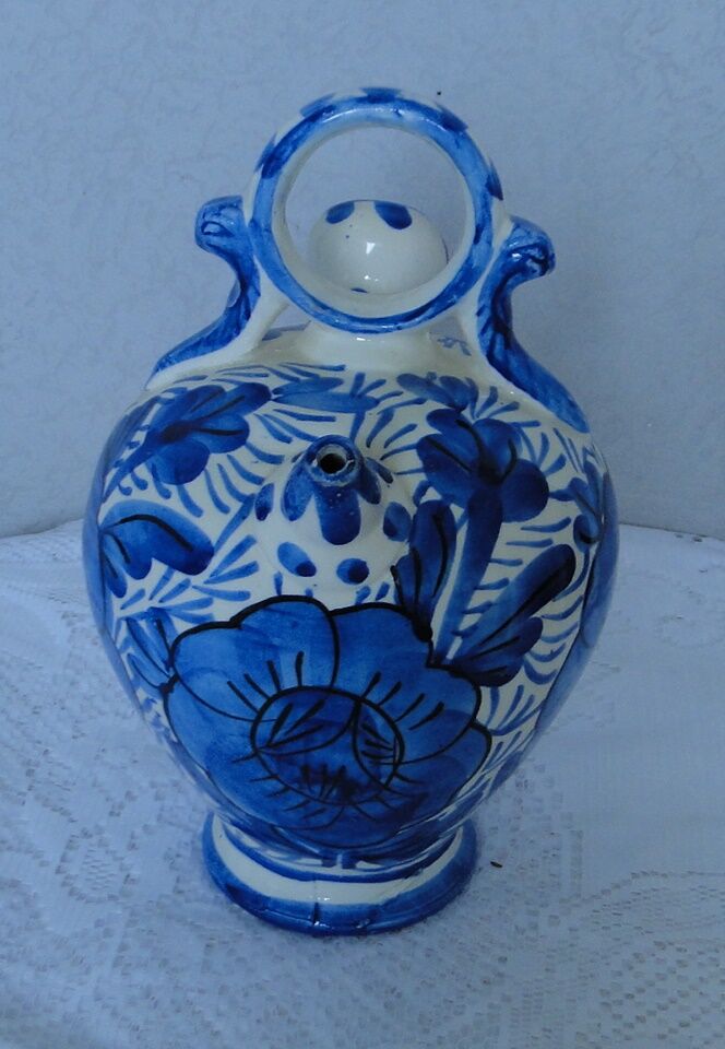 Gargoulette decor blue and white handicraft work in ceramic