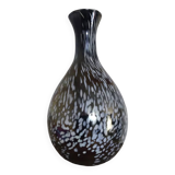 Vintage vase, modernist design, brown with white speckled chrome highlights 25 cm