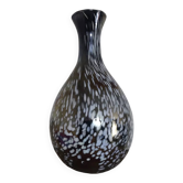 Vintage vase, modernist design, brown with white speckled chrome highlights 25 cm