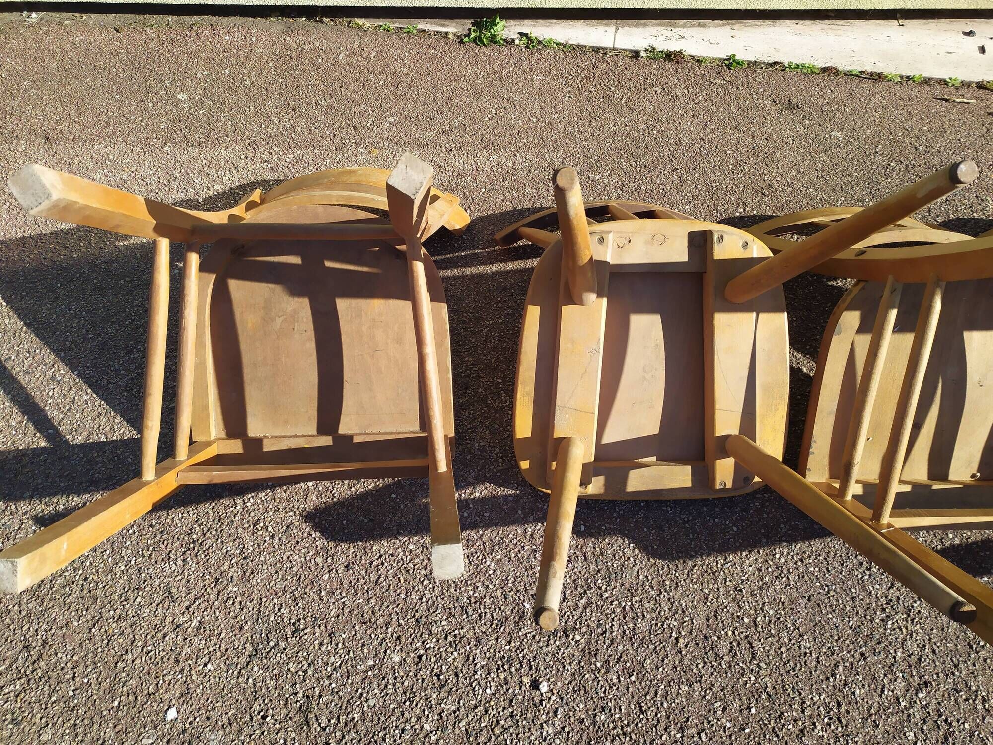 Lot of 4 luterma wood bistrot chairs years 50/60
