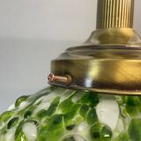 Lampe suspendue en verre à bulles géantes aux éclaboussures vertes par Marinha Grande