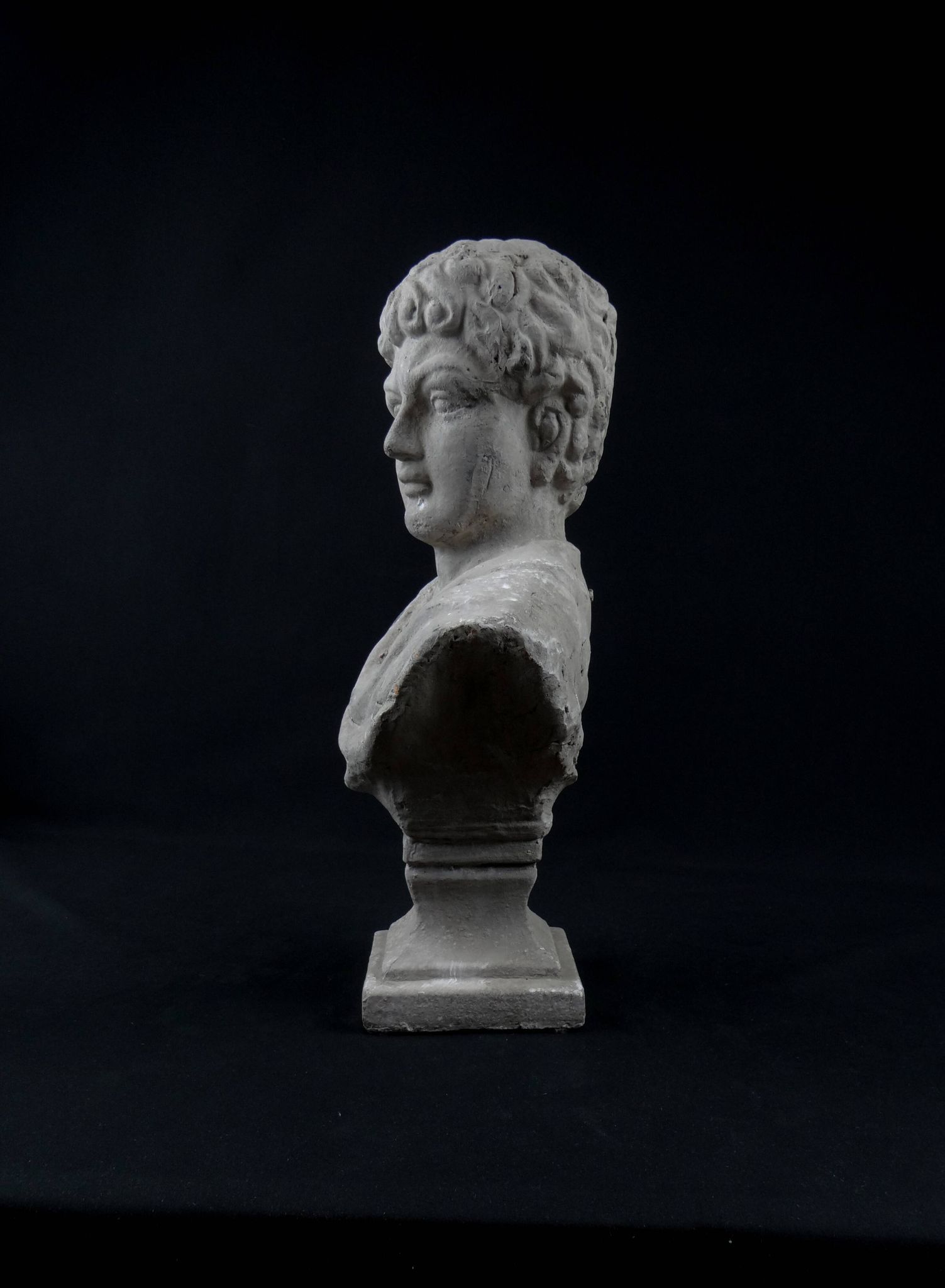 Bust of Marcus Aurelius Caesar as a teenager, in terracotta with a grey patina, 20th century