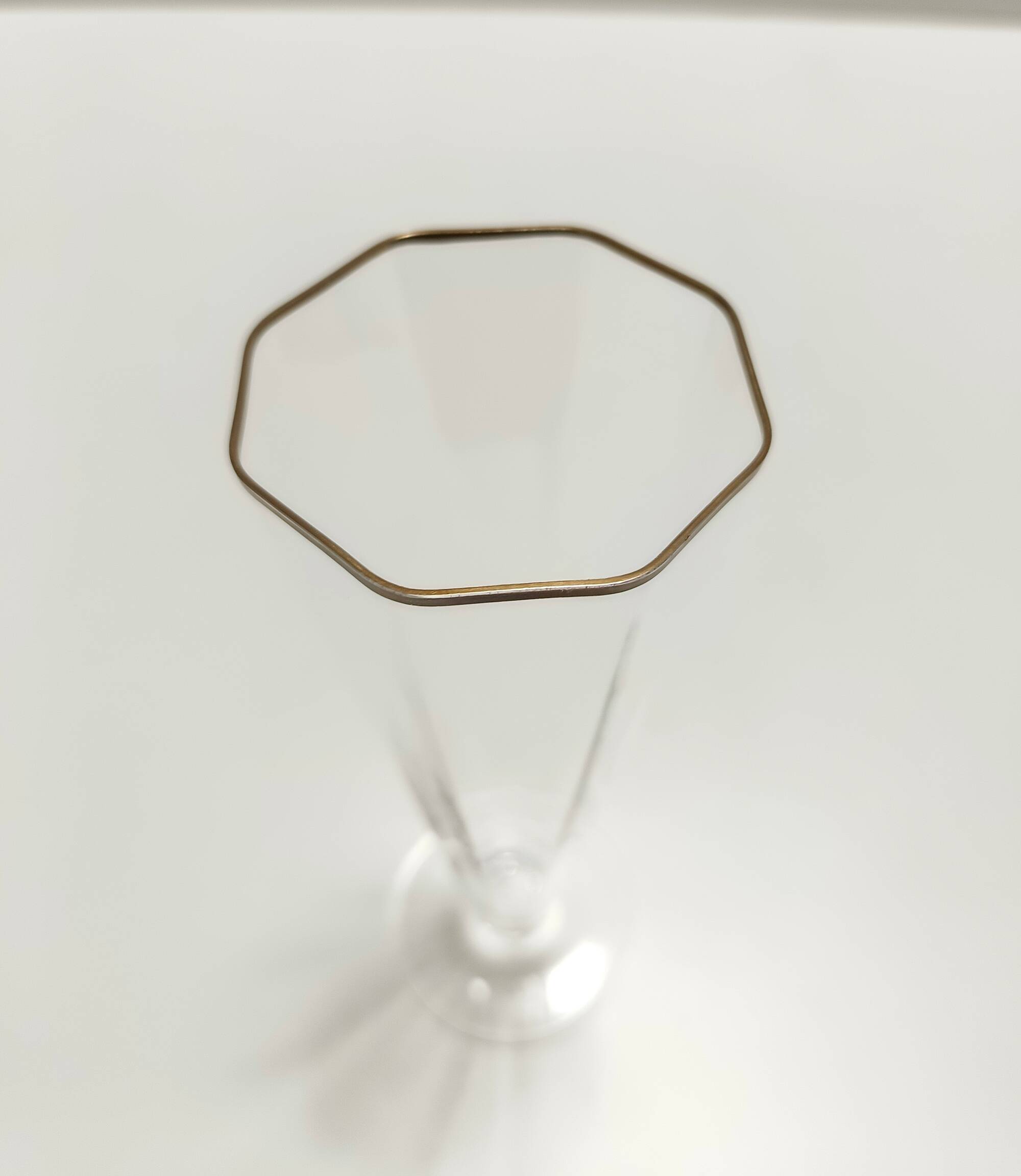 Set of Six Octagonal Hand Blown Murano Glass Flutes by Carlo Moretti, Italy