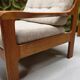 Fauteuil lounge scandinave en teck massif & ottoman 60/70