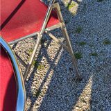 Set de 9 chaises pliantes  des années 70 tweed et métal chromé