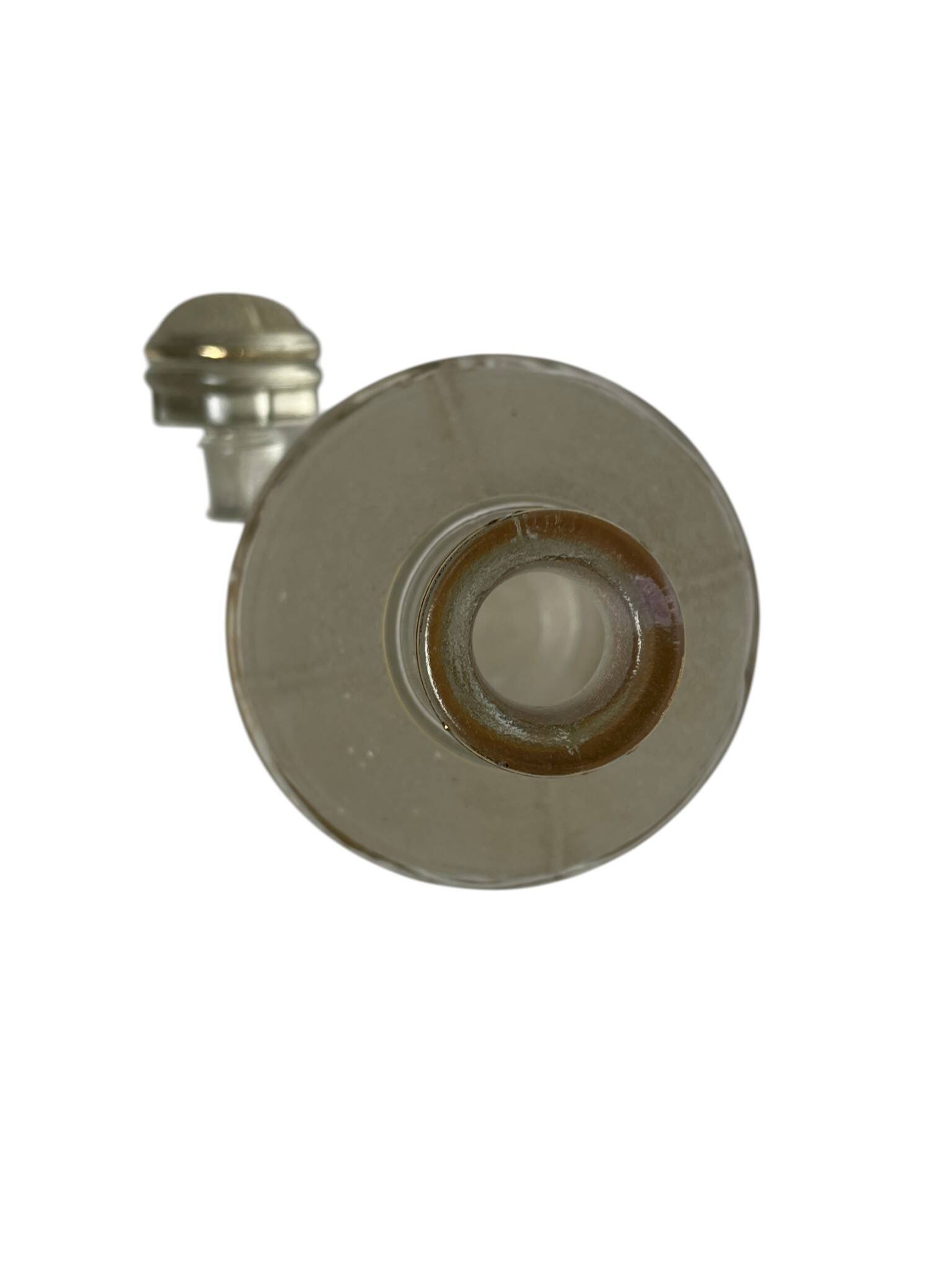 Art Deco, frosted glass liqueur bottle with gold trim circa 1940.