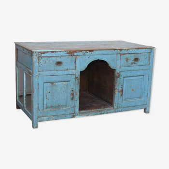 Colonial office in blue lacquered teak