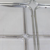 80s Chrome cross framed dining table glass table top