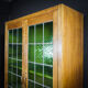 Bibliothèque antique avec portes en verre souillé Brun / Vert - années 1920