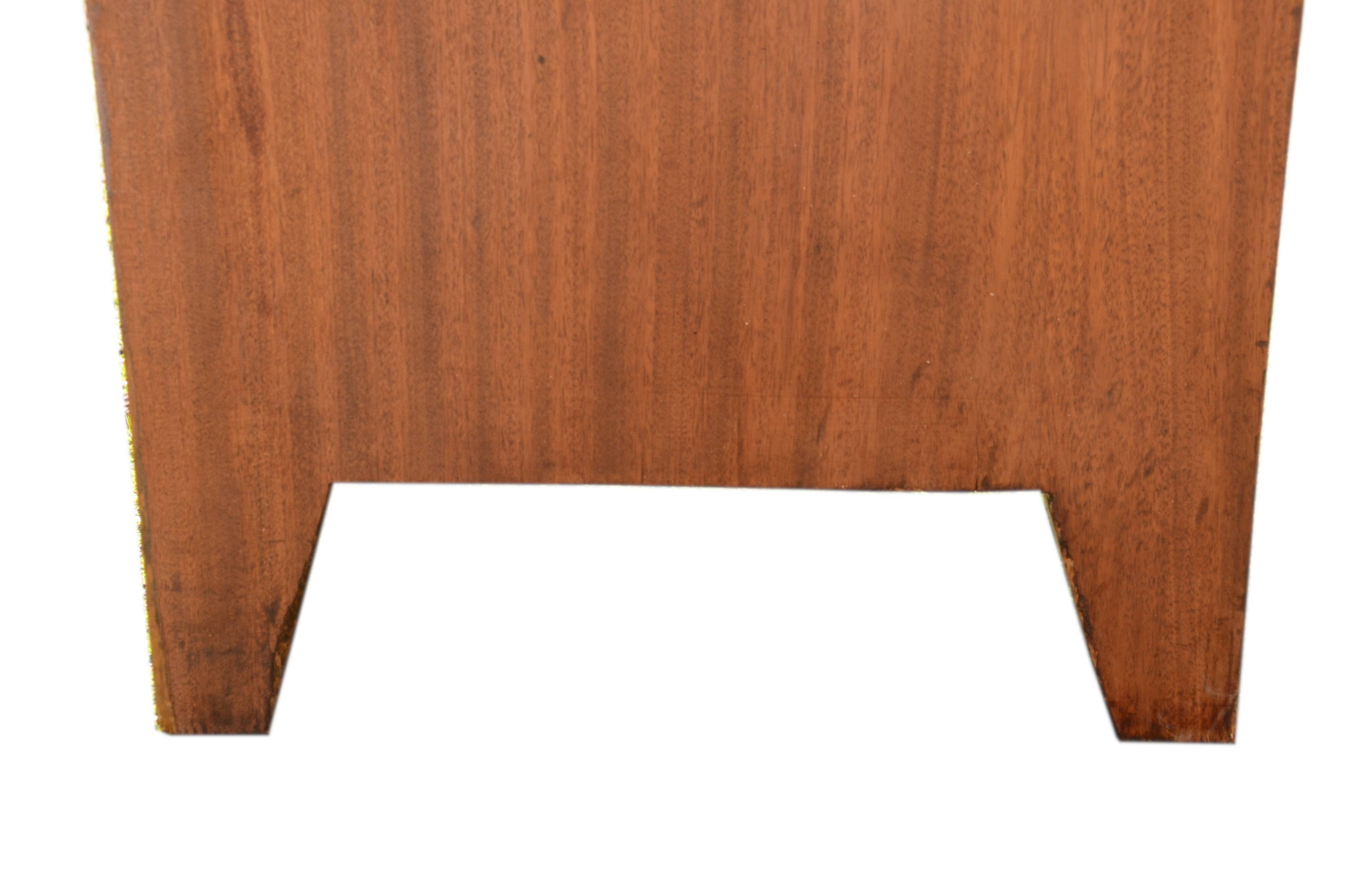 Solid wood confiturier, marquetry door, and marble top, 40x42x80cm.