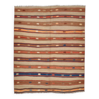 Tapis Kilim de zone 120x146, tapis Kilim multicolore, tapis de zone Oushak, 120x146Cm