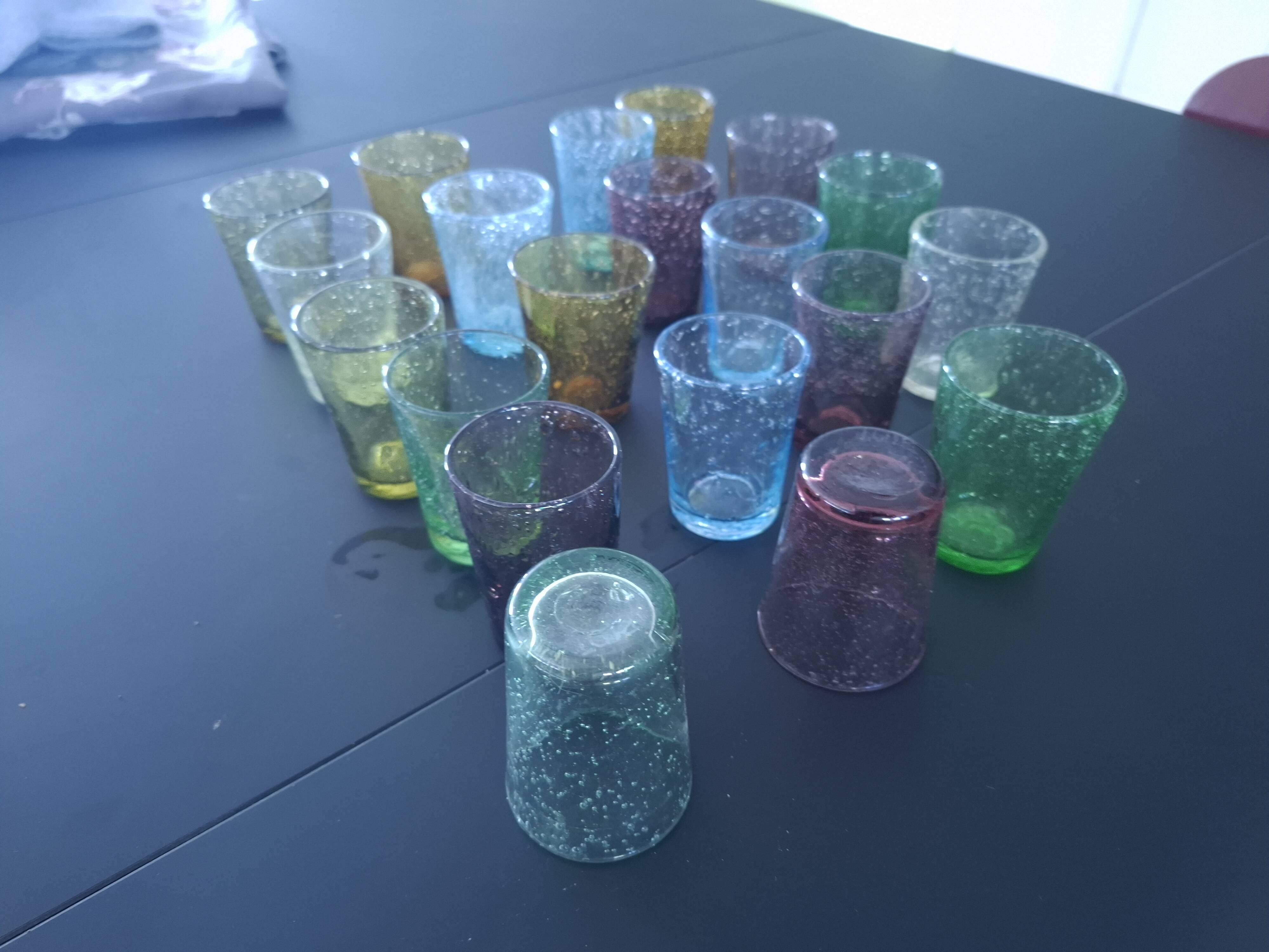 20 verres biot en verre souffle