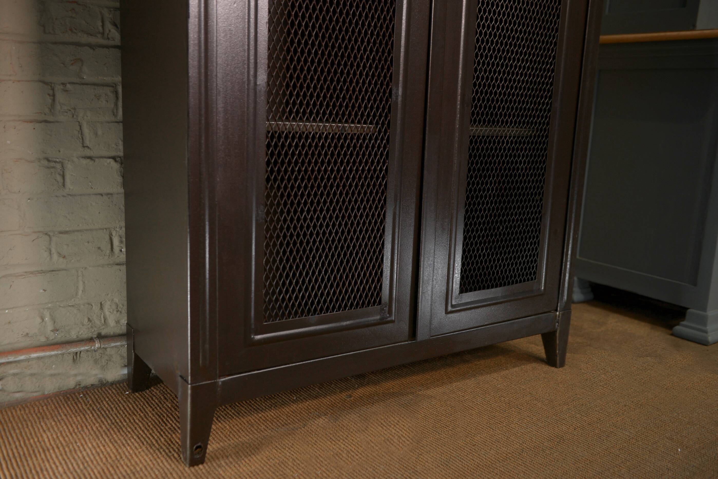 Tolix 2-door metal wire mesh cabinet