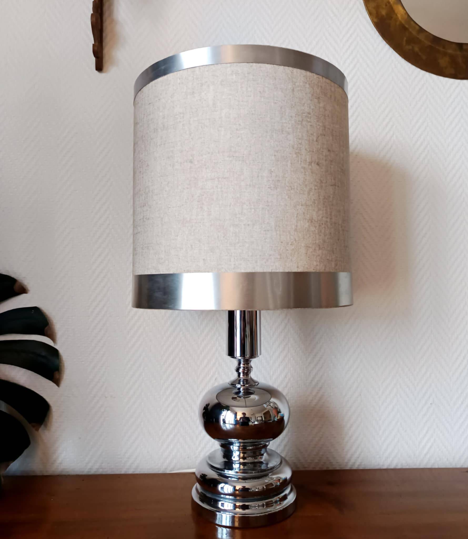 Chrome lamp in the style of Philippe Barbier, 1970.